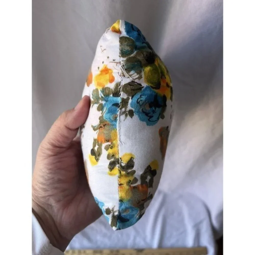 Vintage Handmade Cat Pillow Floral Kitty Cottagecore Shabby Chic Decor